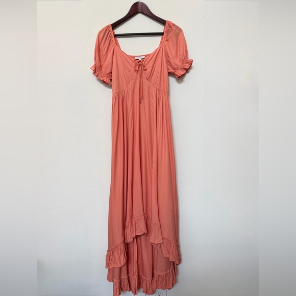 NWT Patrons of Peace Pink Clay Boho Cottagecore Puff Sleeve Midi Dress XS - Picture 5 of 14